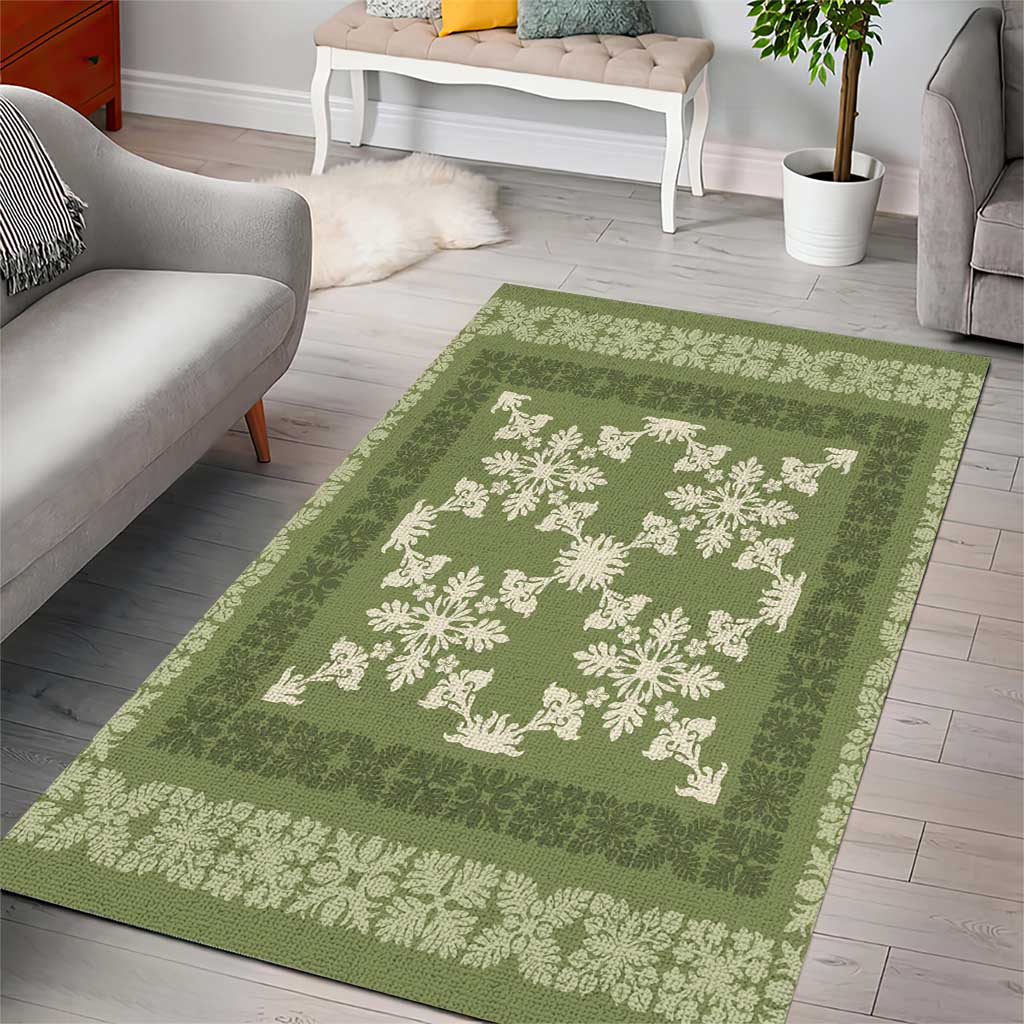 Hawaiian Quilt Pattern Area Rug Lime Hawaii Culture Tropical - Polynesian Pride