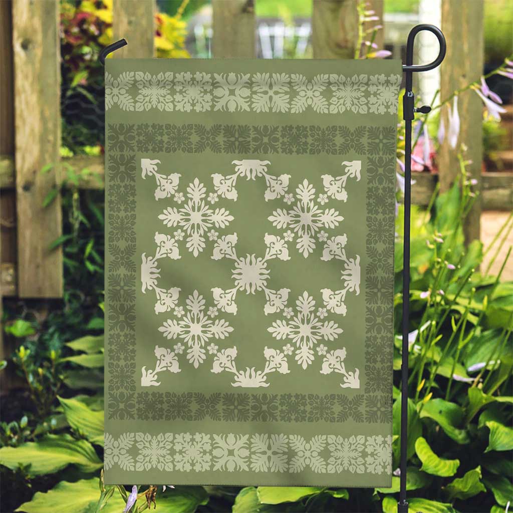 Hawaiian Quilt Pattern Garden Flag Lime Hawaii Culture Tropical - Polynesian Pride