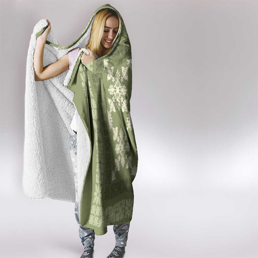 Hawaiian Quilt Pattern Hooded Blanket Lime Hawaii Culture Tropical - Polynesian Pride