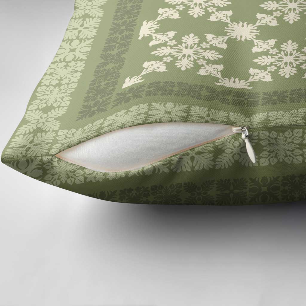 Hawaiian Quilt Pattern Pillow Cover Lime Hawaii Culture Tropical - Polynesian Pride
