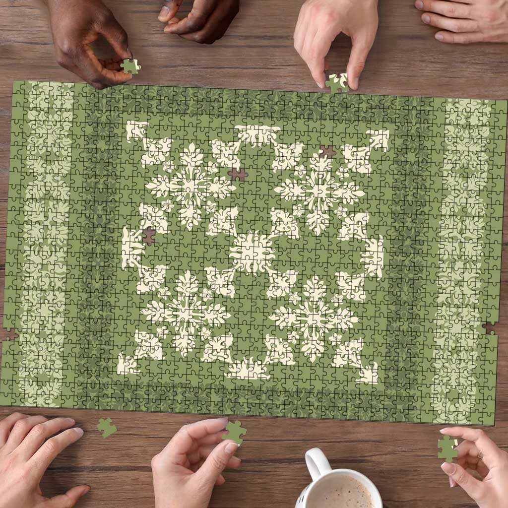 Hawaiian Quilt Pattern Puzzle Lime Hawaii Culture Tropical - Polynesian Pride