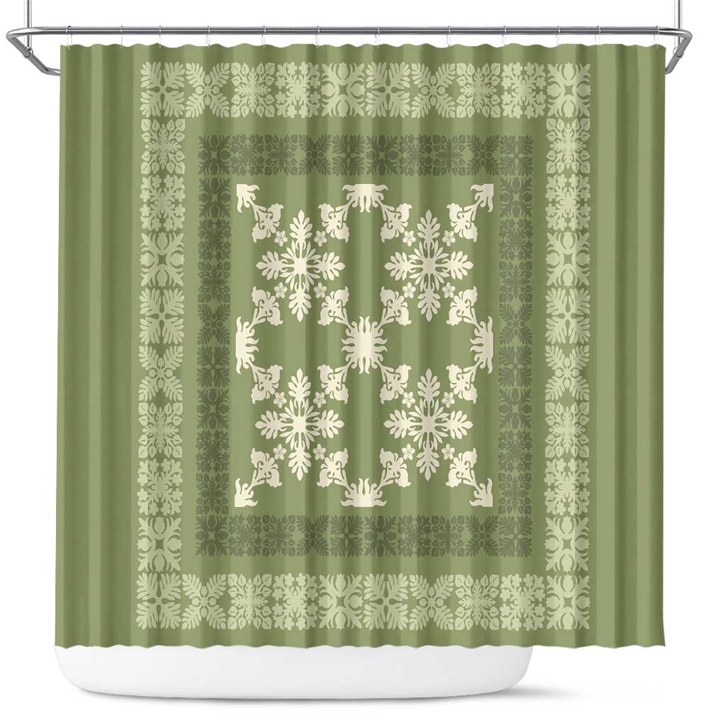 Hawaiian Quilt Pattern Shower Curtain Lime Hawaii Culture Tropical - Polynesian Pride