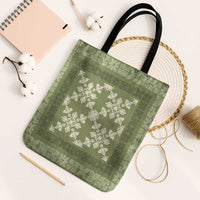 Hawaiian Quilt Pattern Tote Bag Lime Hawaii Culture Tropical LT9 Black Strap One Size Lime - Polynesian Pride