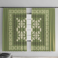 Hawaiian Quilt Pattern Window Curtain Lime Hawaii Culture Tropical LT9 With Hooks Lime - Polynesian Pride