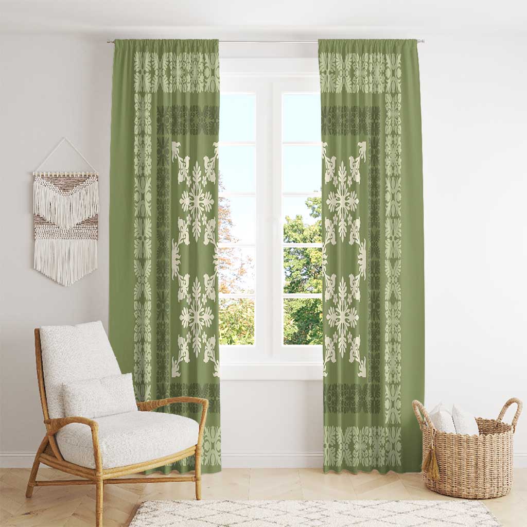 Hawaiian Quilt Pattern Window Curtain Lime Hawaii Culture Tropical LT9 - Polynesian Pride