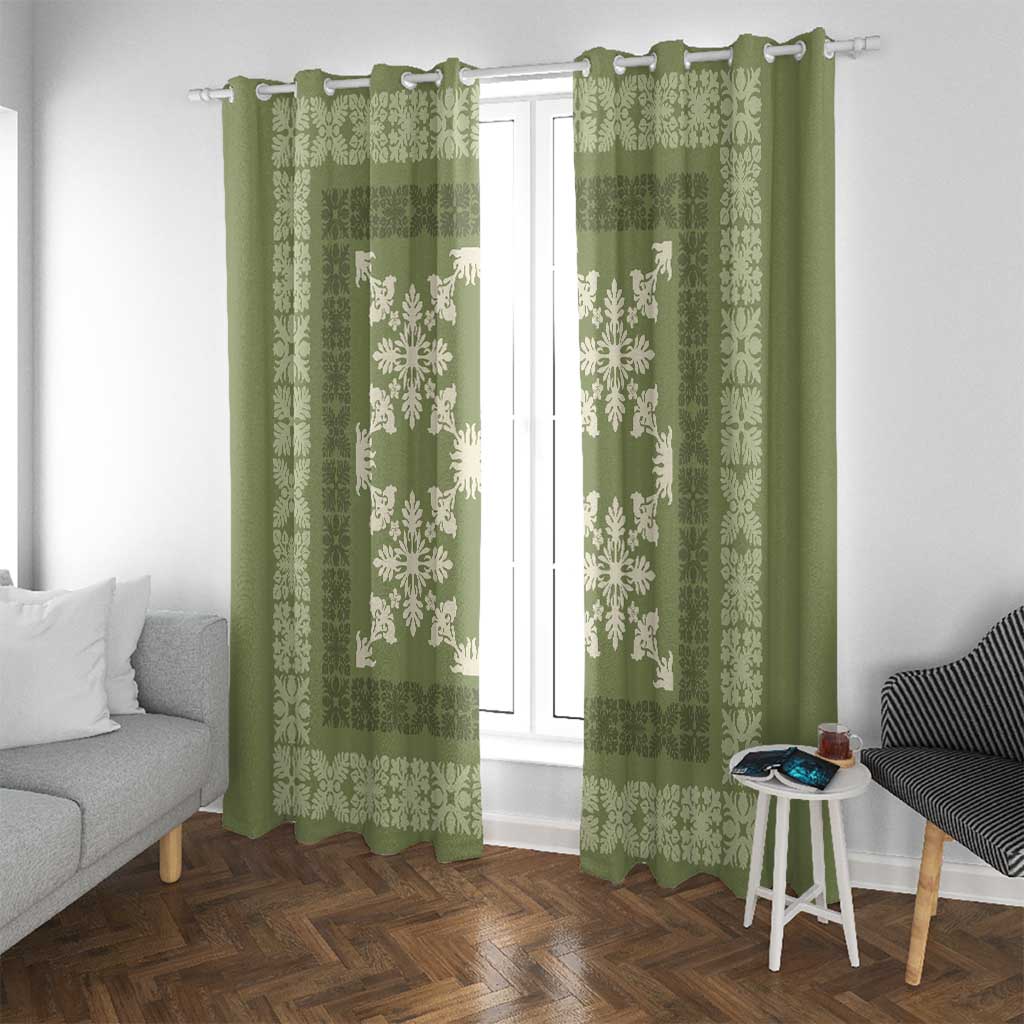 Hawaiian Quilt Pattern Window Curtain Lime Hawaii Culture Tropical LT9 With Grommets Lime - Polynesian Pride