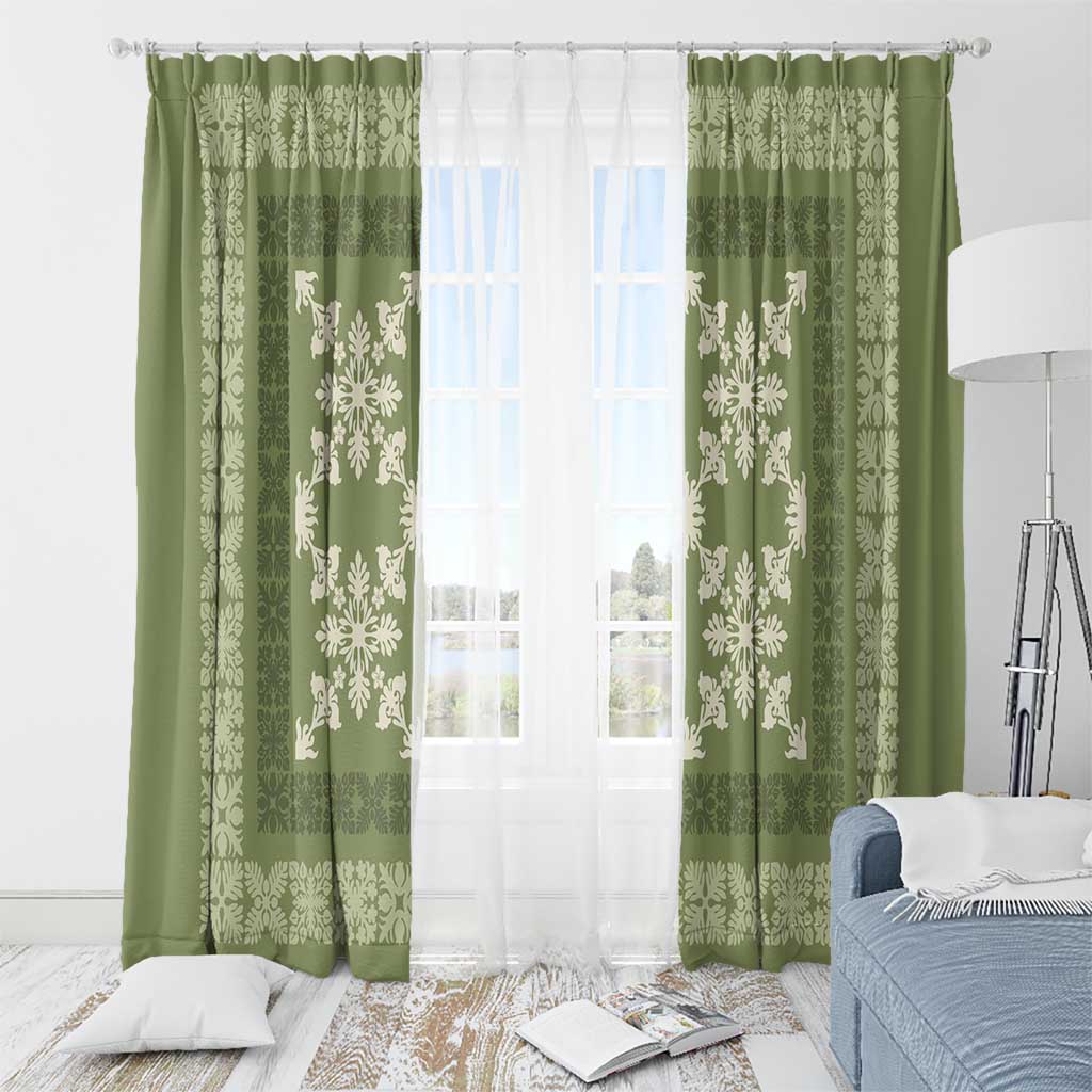 Hawaiian Quilt Pattern Window Curtain Lime Hawaii Culture Tropical LT9 - Polynesian Pride