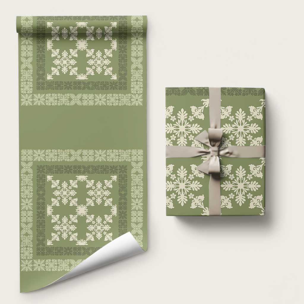 Hawaiian Quilt Pattern Wrapping Paper Lime Hawaii Culture Tropical - Polynesian Pride