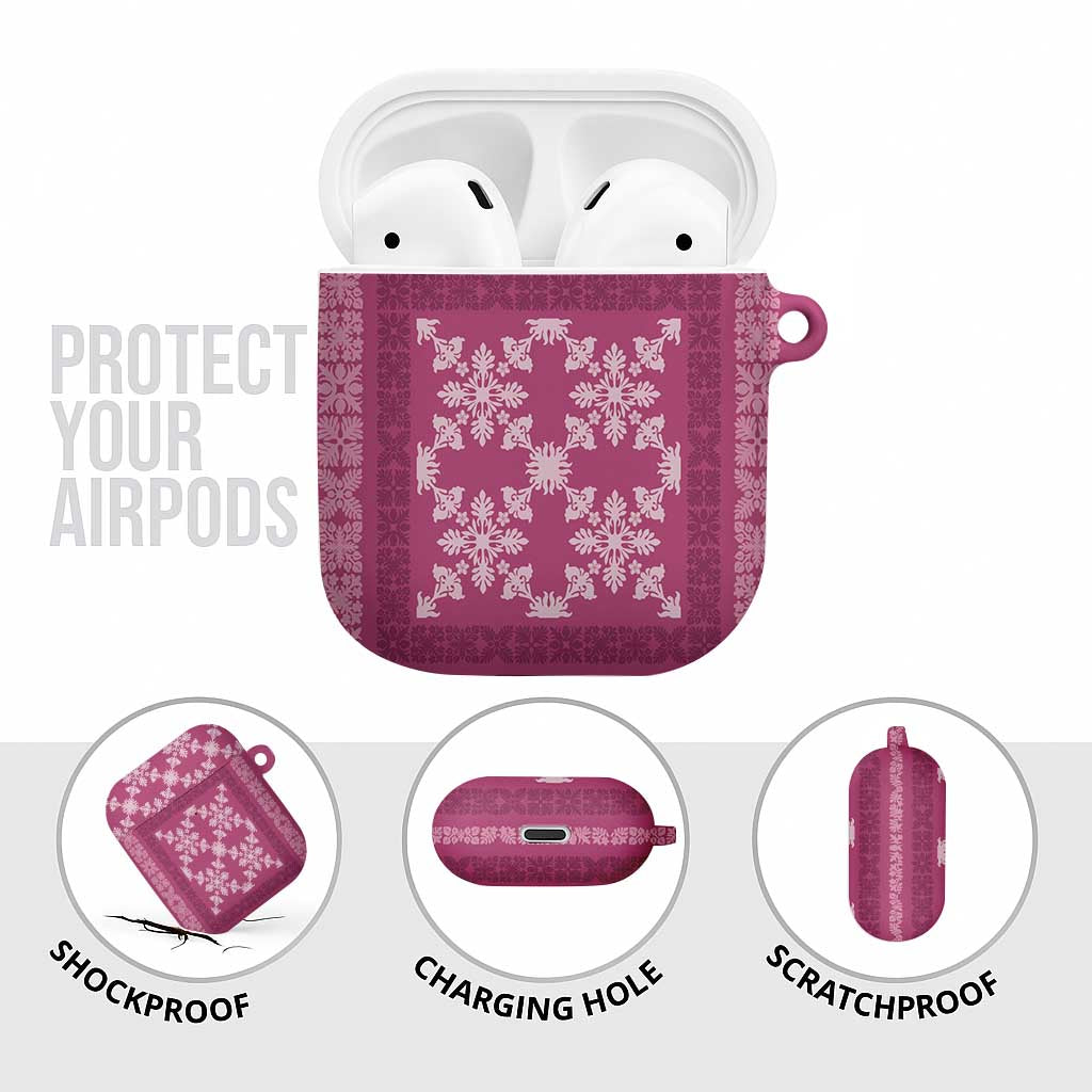 Hawaiian Quilt Pattern AirPods Case Pink Hawaii Culture Tropical - Polynesian Pride