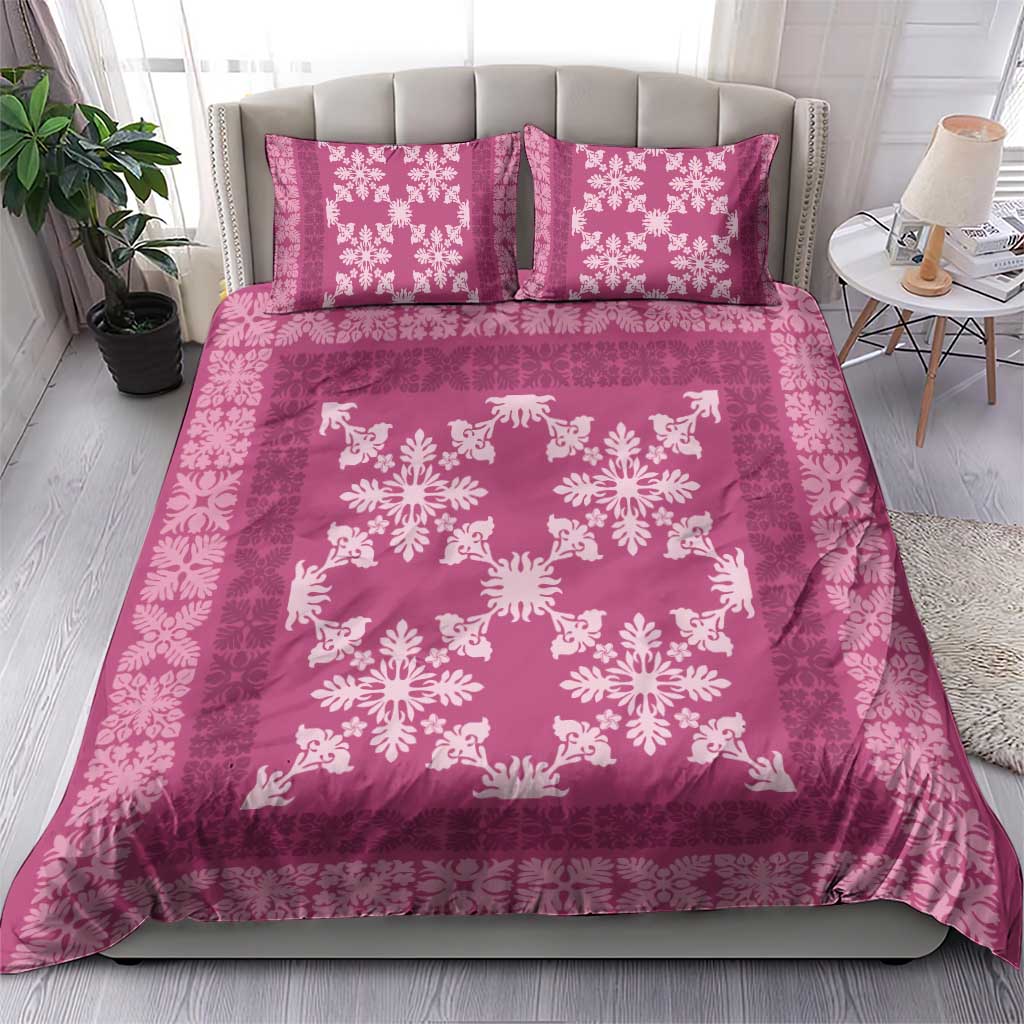 Hawaiian Quilt Pattern Bedding Set Pink Hawaii Culture Tropical - Polynesian Pride