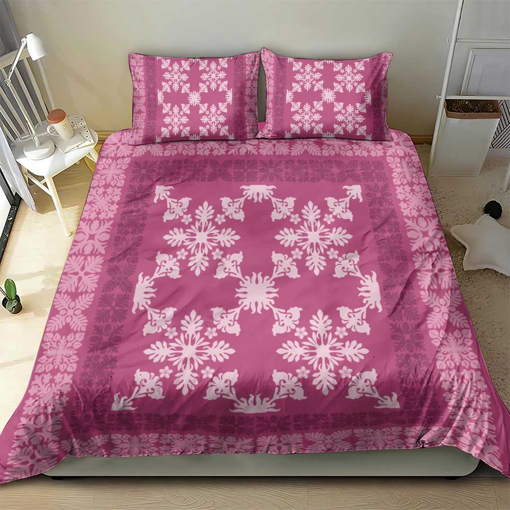 Hawaiian Quilt Pattern Bedding Set Pink Hawaii Culture Tropical - Polynesian Pride