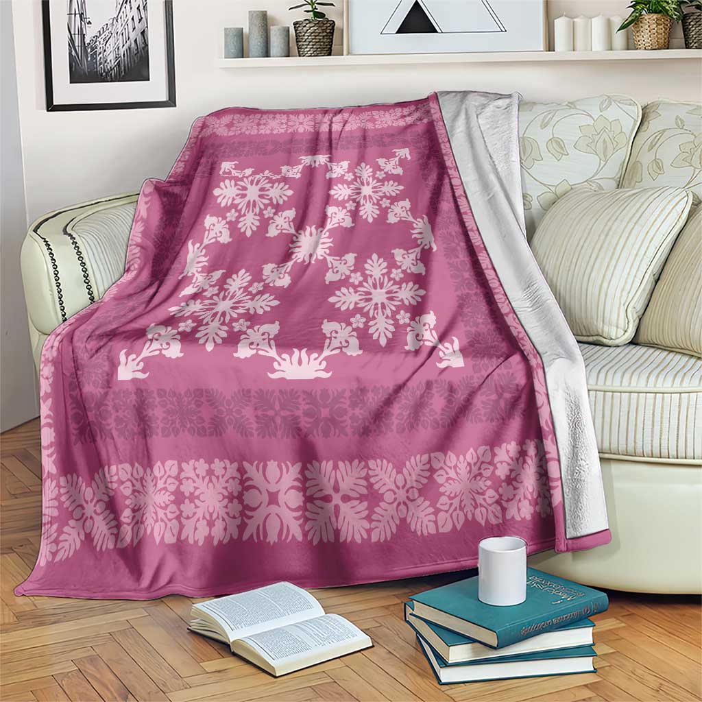 Hawaiian Quilt Pattern Blanket Pink Hawaii Culture Tropical - Polynesian Pride