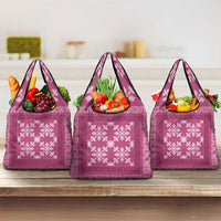Hawaiian Quilt Pattern Grocery Bag Pink Hawaii Culture Tropical LT9 3-pack One Size Pink - Polynesian Pride