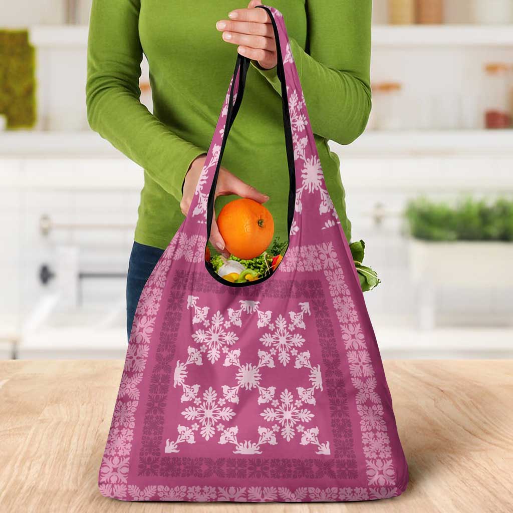 Hawaiian Quilt Pattern Grocery Bag Pink Hawaii Culture Tropical LT9 - Polynesian Pride