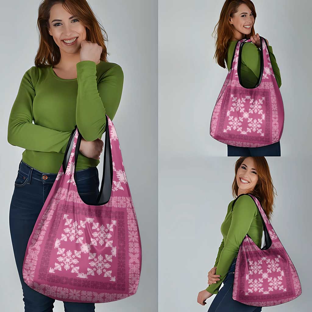 Hawaiian Quilt Pattern Grocery Bag Pink Hawaii Culture Tropical LT9 - Polynesian Pride
