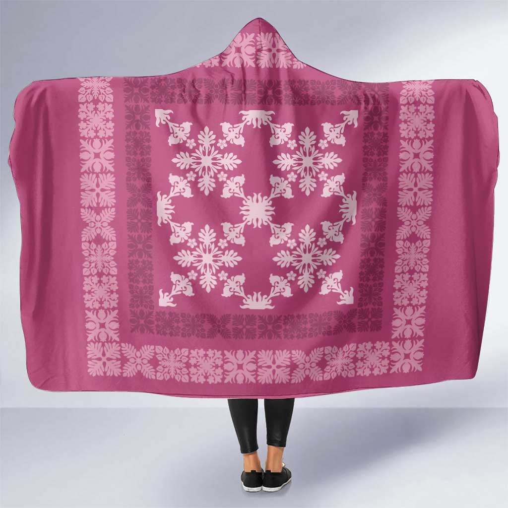 Hawaiian Quilt Pattern Hooded Blanket Pink Hawaii Culture Tropical - Polynesian Pride