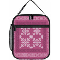Hawaiian Quilt Pattern Lunch Bag Pink Hawaii Culture Tropical LT9 10.2 × 8.3 × 4.3 inch Pink - Polynesian Pride