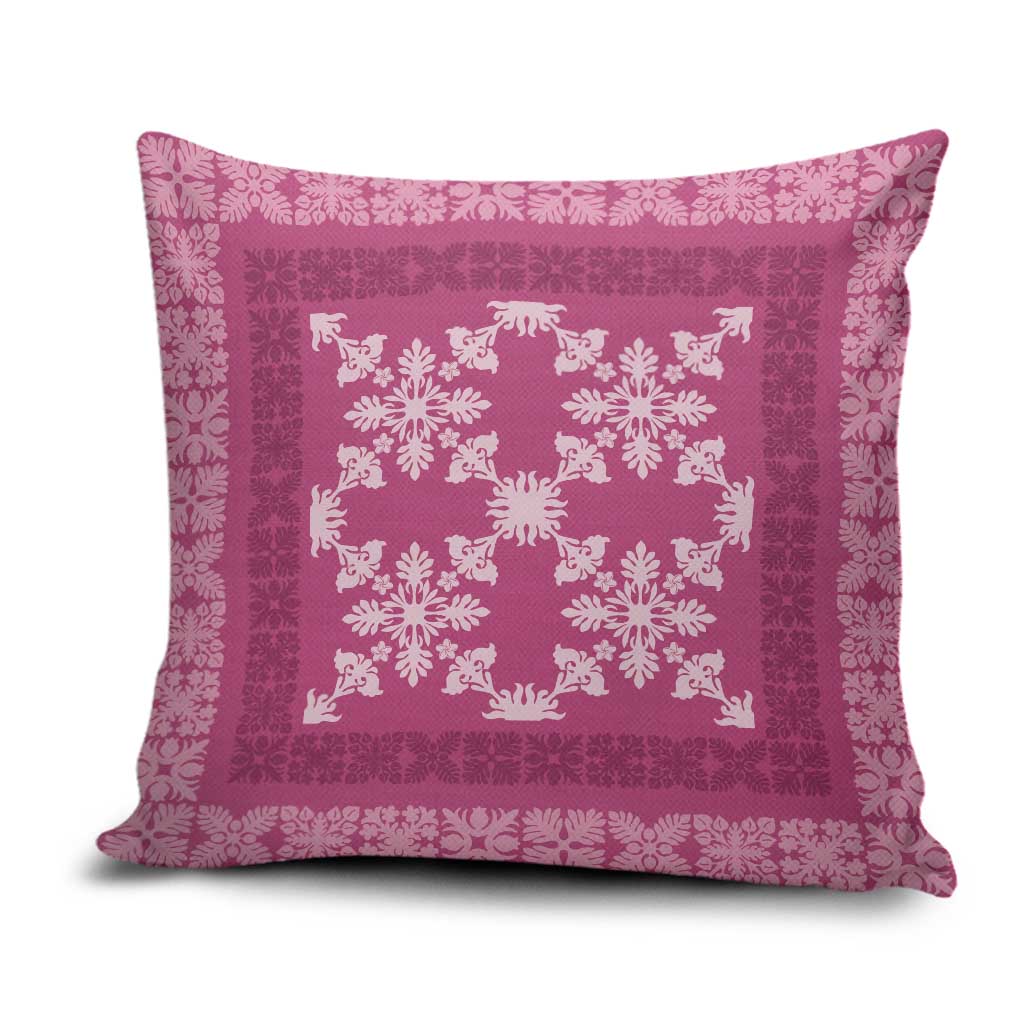 Hawaiian Quilt Pattern Pillow Cover Pink Hawaii Culture Tropical - Polynesian Pride