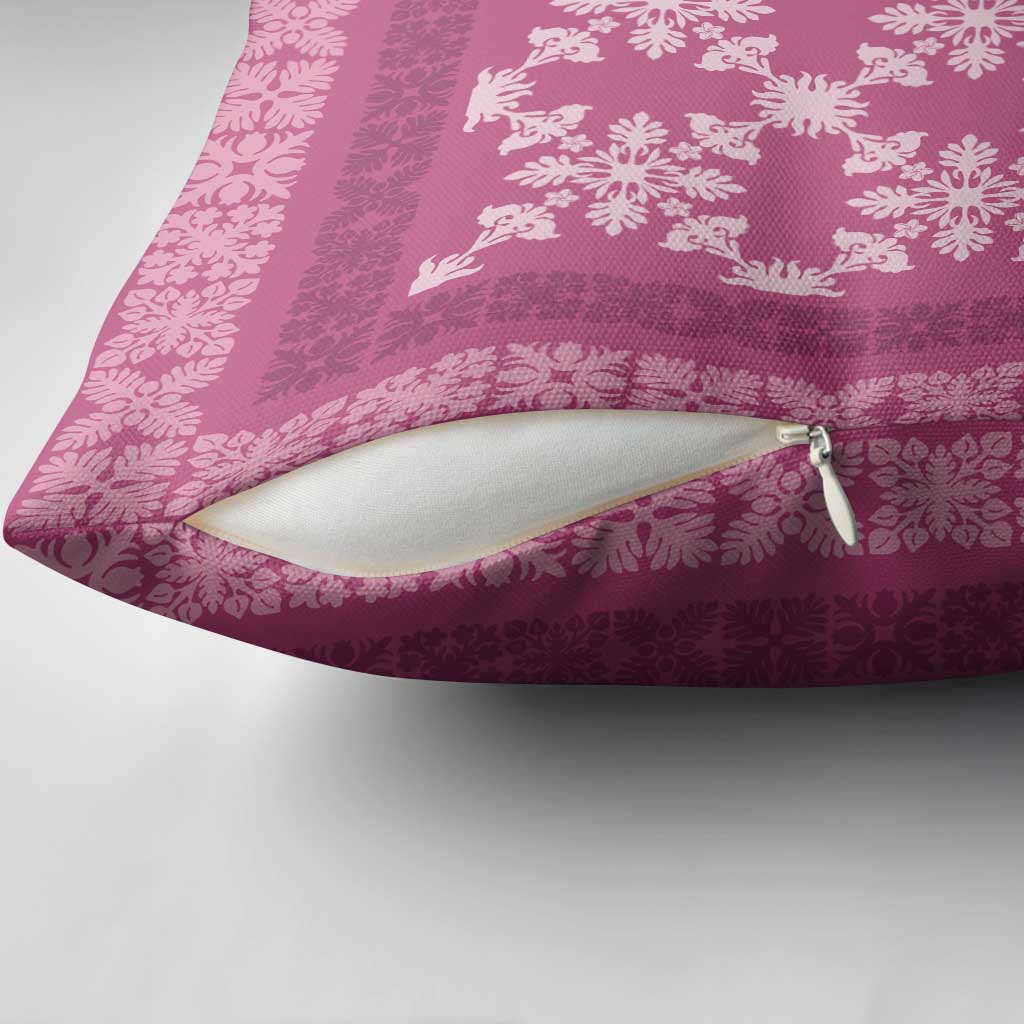 Hawaiian Quilt Pattern Pillow Cover Pink Hawaii Culture Tropical - Polynesian Pride