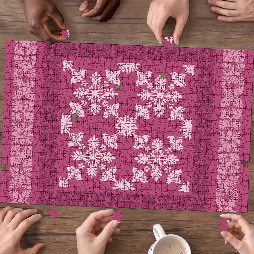 Hawaiian Quilt Pattern Puzzle Pink Hawaii Culture Tropical - Polynesian Pride