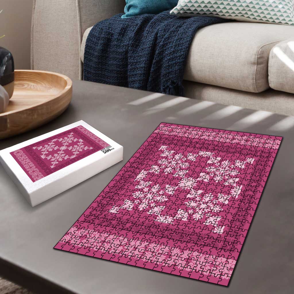 Hawaiian Quilt Pattern Puzzle Pink Hawaii Culture Tropical - Polynesian Pride