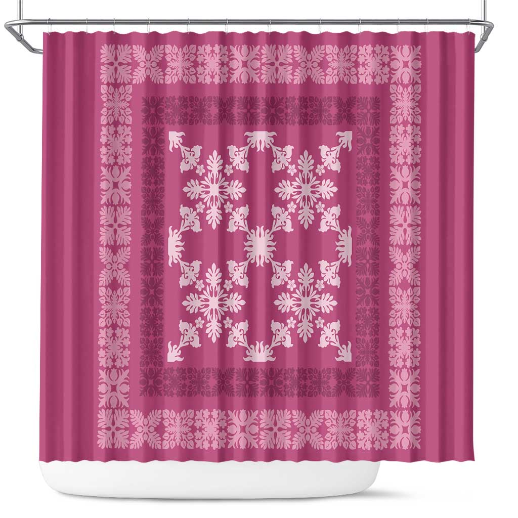 Hawaiian Quilt Pattern Shower Curtain Pink Hawaii Culture Tropical - Polynesian Pride