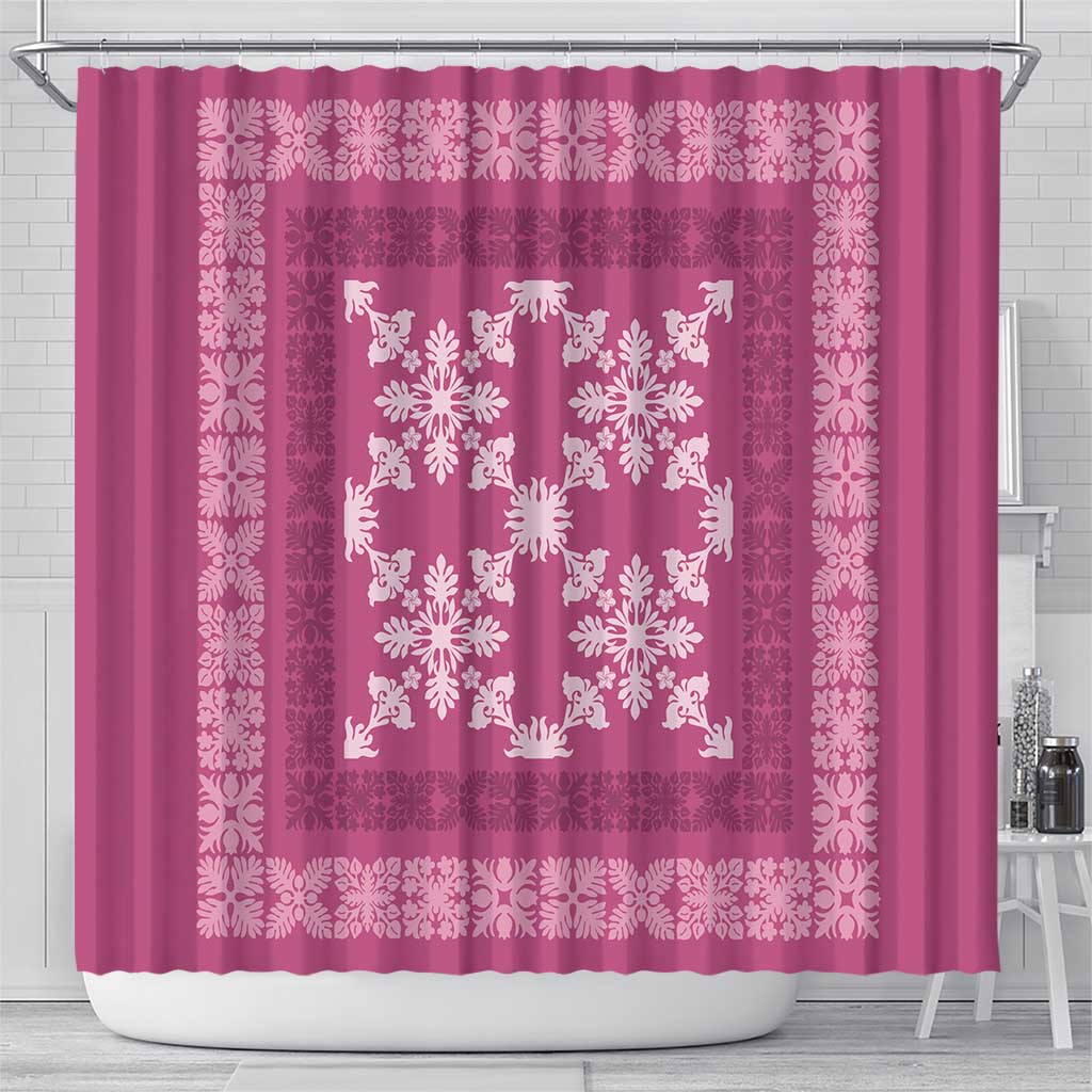 Hawaiian Quilt Pattern Shower Curtain Pink Hawaii Culture Tropical - Polynesian Pride