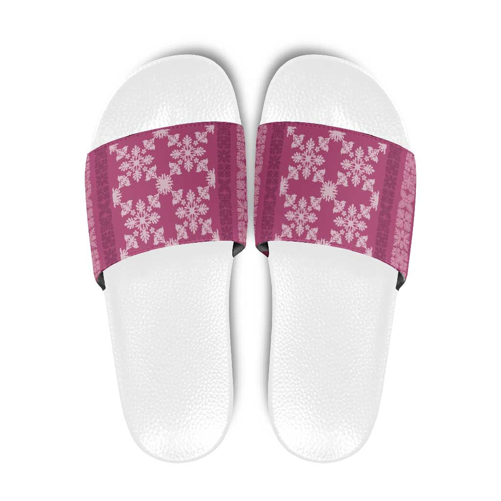 Hawaiian Quilt Pattern Slide Sandals Pink Hawaii Culture Tropical LT9 Pink - Polynesian Pride
