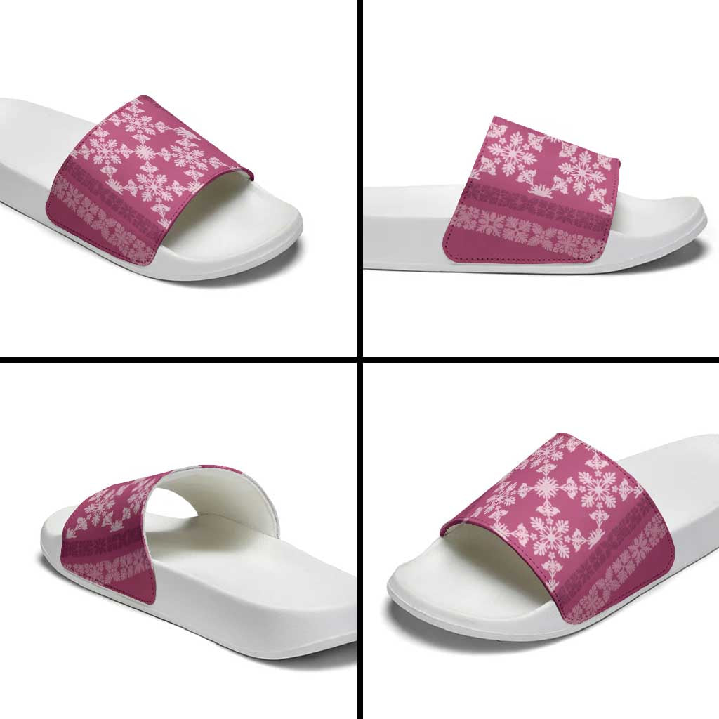 Hawaiian Quilt Pattern Slide Sandals Pink Hawaii Culture Tropical LT9 - Polynesian Pride