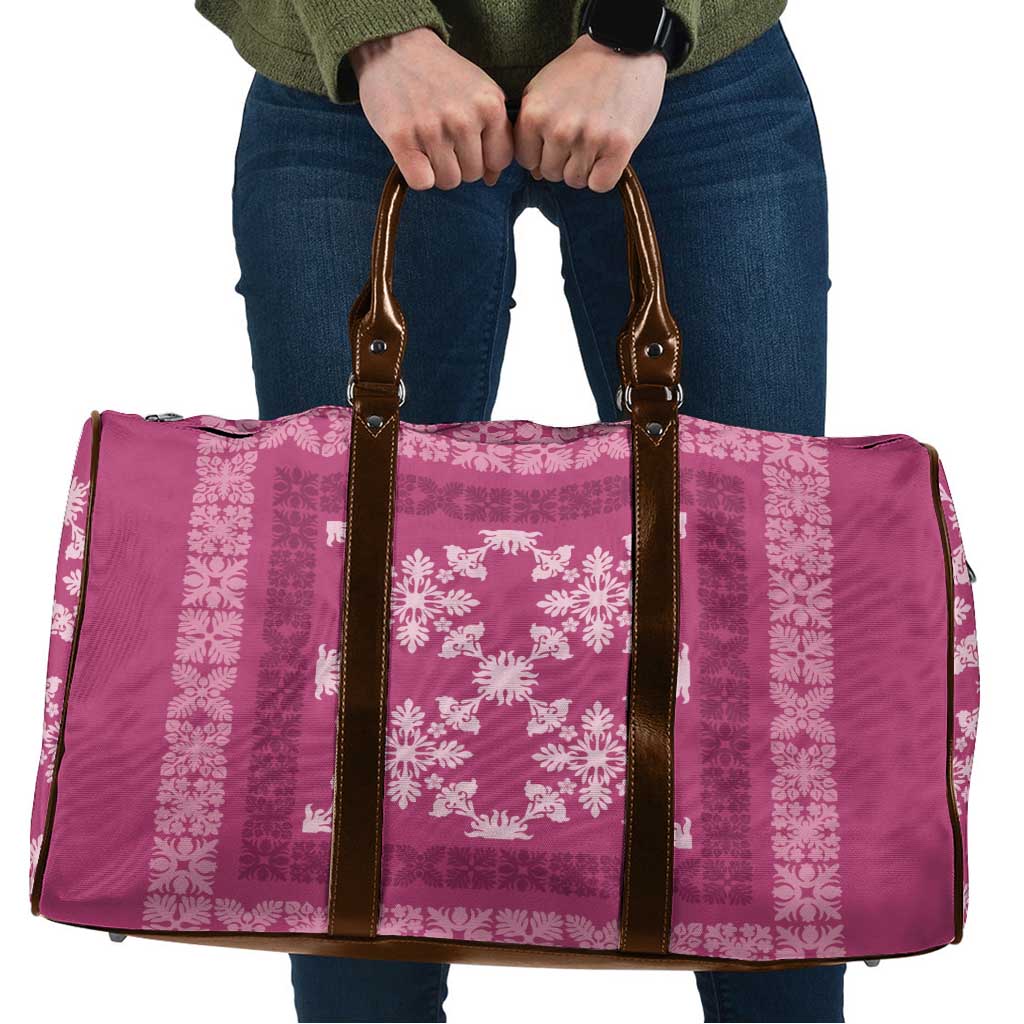 Hawaiian Quilt Pattern Travel Bag Pink Hawaii Culture Tropical - Polynesian Pride