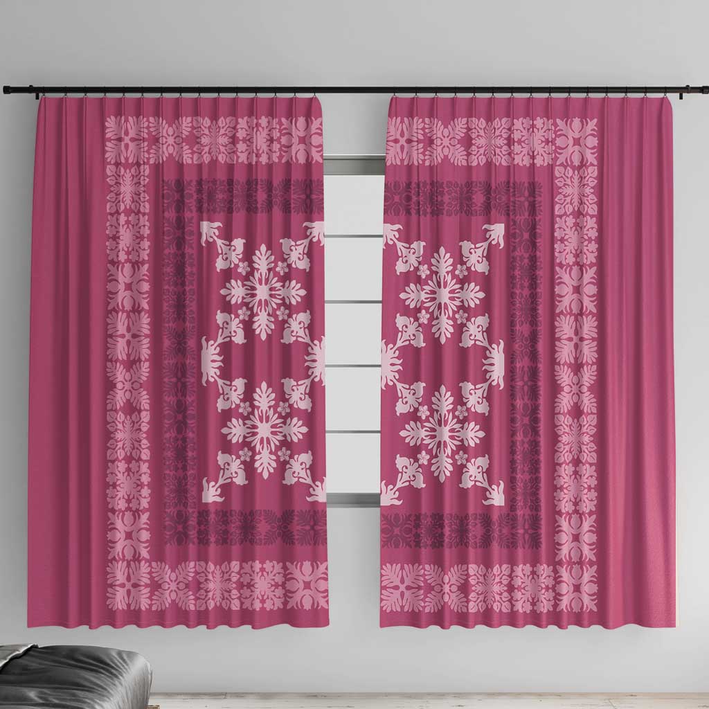 Hawaiian Quilt Pattern Window Curtain Pink Hawaii Culture Tropical LT9 With Hooks Pink - Polynesian Pride