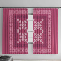 Hawaiian Quilt Pattern Window Curtain Pink Hawaii Culture Tropical LT9 With Hooks Pink - Polynesian Pride