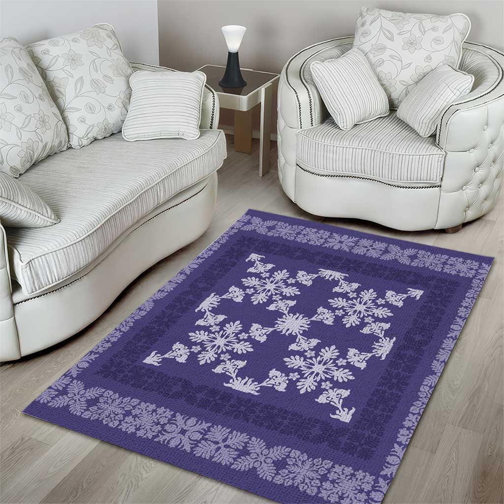 Hawaiian Quilt Pattern Area Rug Purple Hawaii Culture Tropical - Polynesian Pride