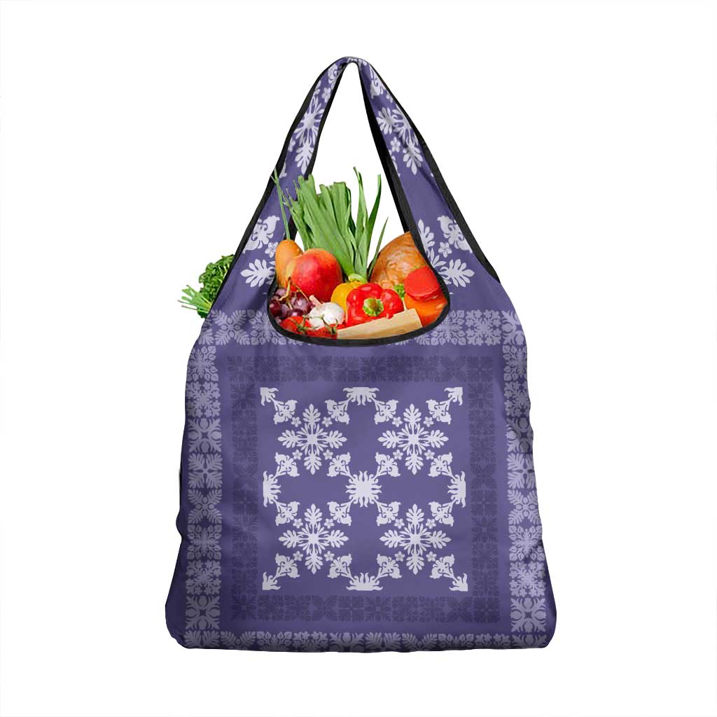 Hawaiian Quilt Pattern Grocery Bag Purple Hawaii Culture Tropical LT9 1-pack One Size Purple - Polynesian Pride