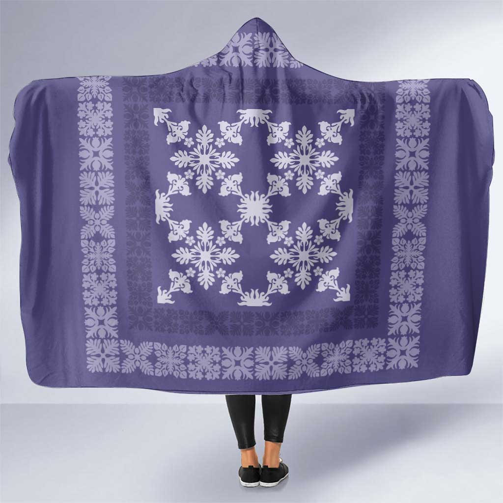 Hawaiian Quilt Pattern Hooded Blanket Purple Hawaii Culture Tropical - Polynesian Pride