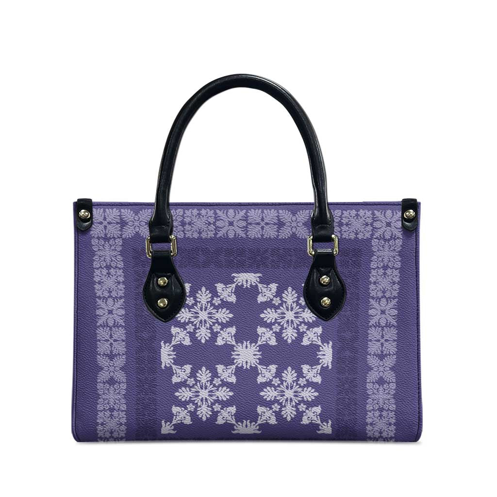 Hawaiian Quilt Pattern Leather Bag Purple Hawaii Culture Tropical - Polynesian Pride