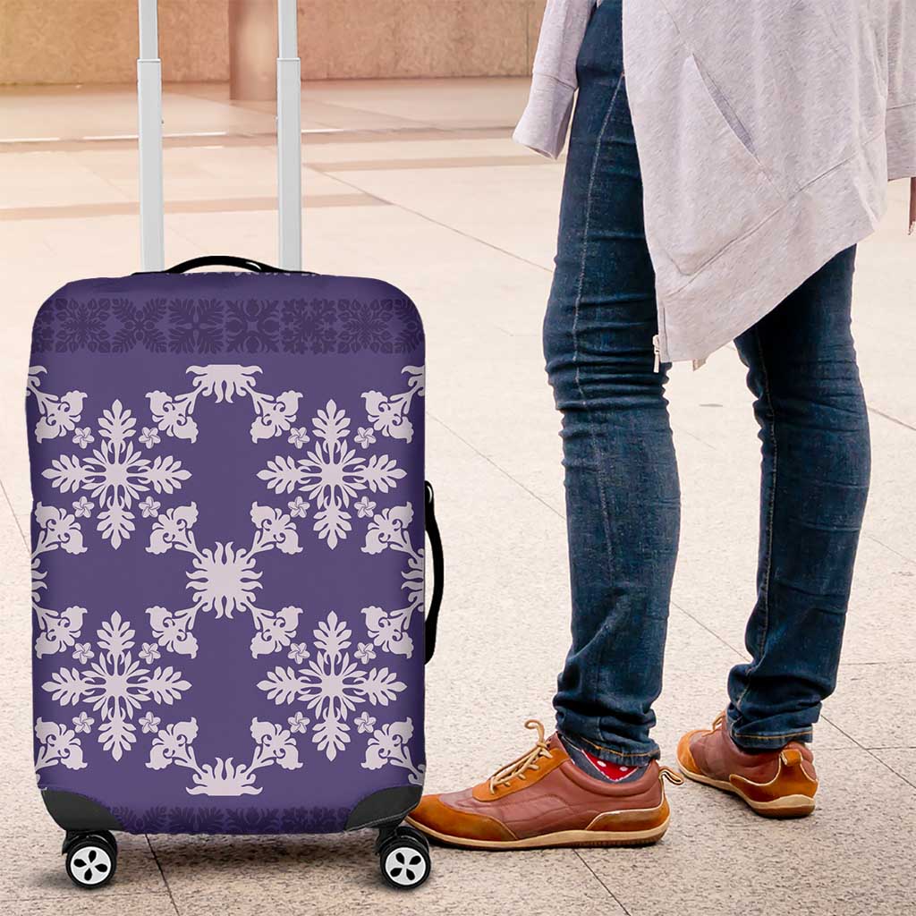 Hawaiian Quilt Pattern Luggage Cover Purple Hawaii Culture Tropical - Polynesian Pride