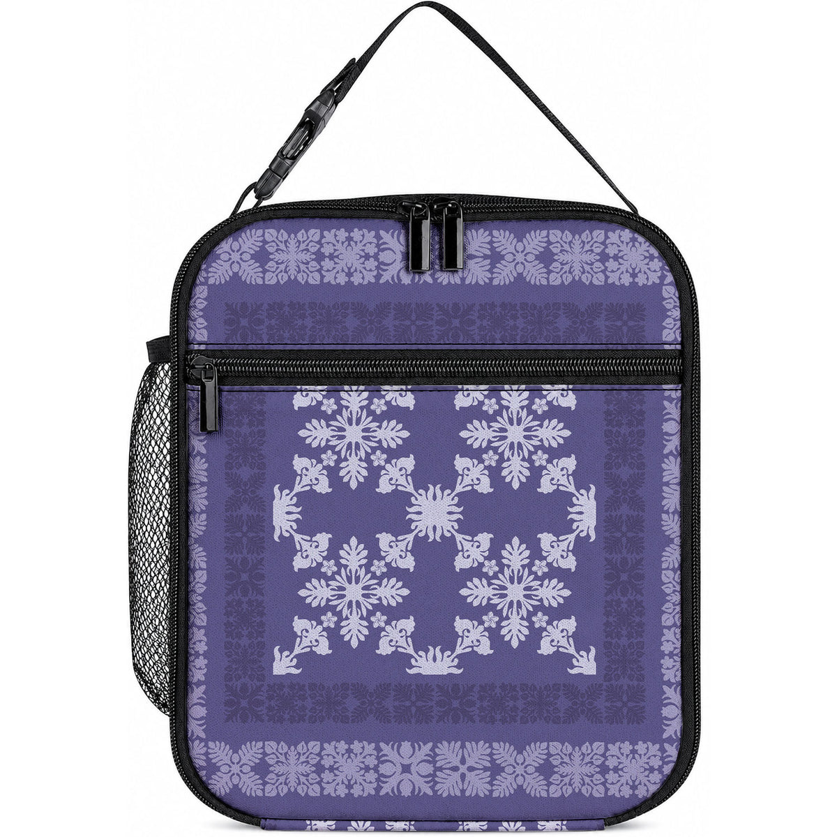 Hawaiian Quilt Pattern Lunch Bag Purple Hawaii Culture Tropical LT9 10.2 × 8.3 × 4.3 inch Purple - Polynesian Pride