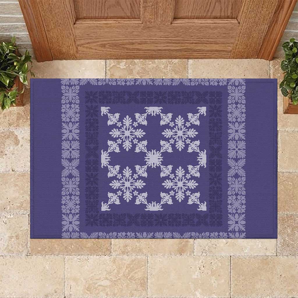 Hawaiian Quilt Pattern Rubber Doormat Purple Hawaii Culture Tropical - Polynesian Pride