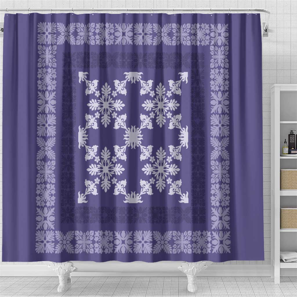 Hawaiian Quilt Pattern Shower Curtain Purple Hawaii Culture Tropical - Polynesian Pride