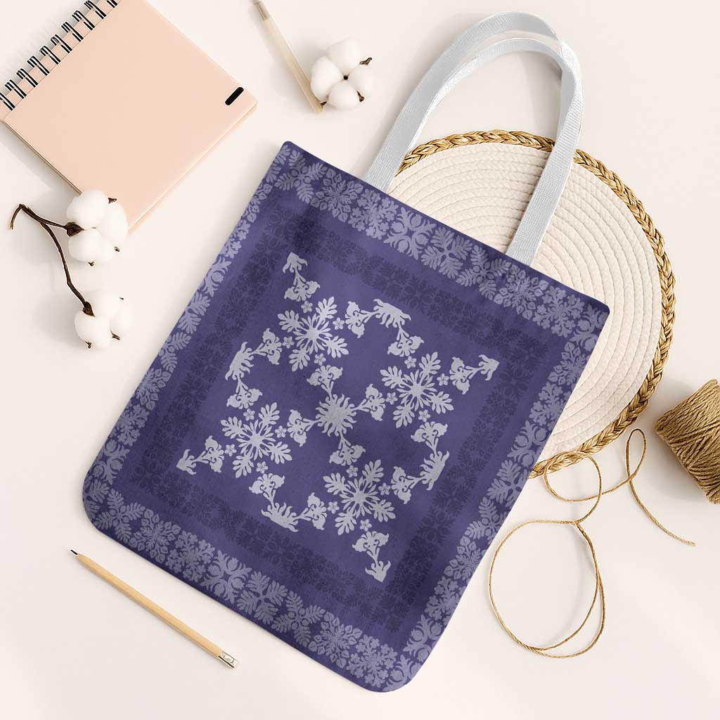 Hawaiian Quilt Pattern Tote Bag Purple Hawaii Culture Tropical LT9 White Strap One Size Purple - Polynesian Pride