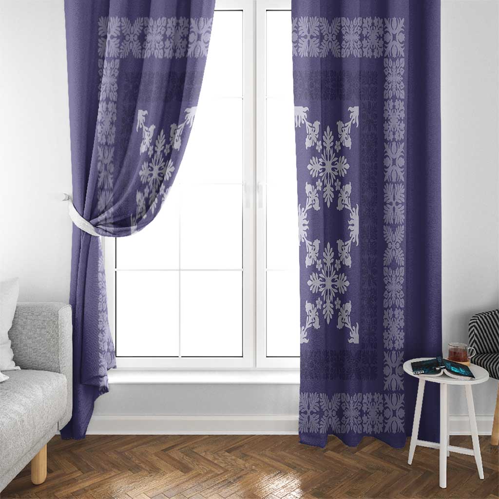 Hawaiian Quilt Pattern Window Curtain Purple Hawaii Culture Tropical - Polynesian Pride