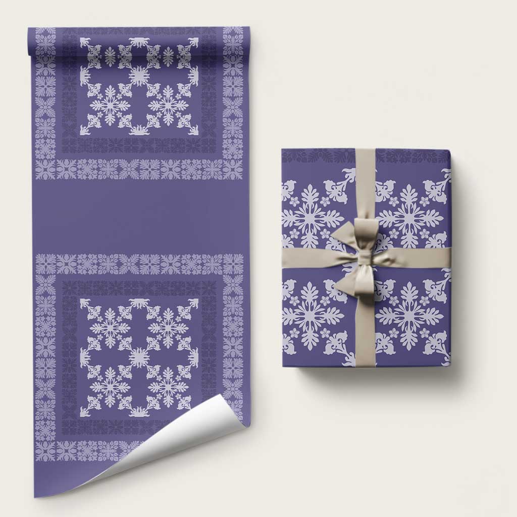 Hawaiian Quilt Pattern Wrapping Paper Purple Hawaii Culture Tropical - Polynesian Pride