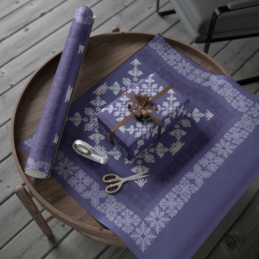 Hawaiian Quilt Pattern Wrapping Paper Purple Hawaii Culture Tropical - Polynesian Pride