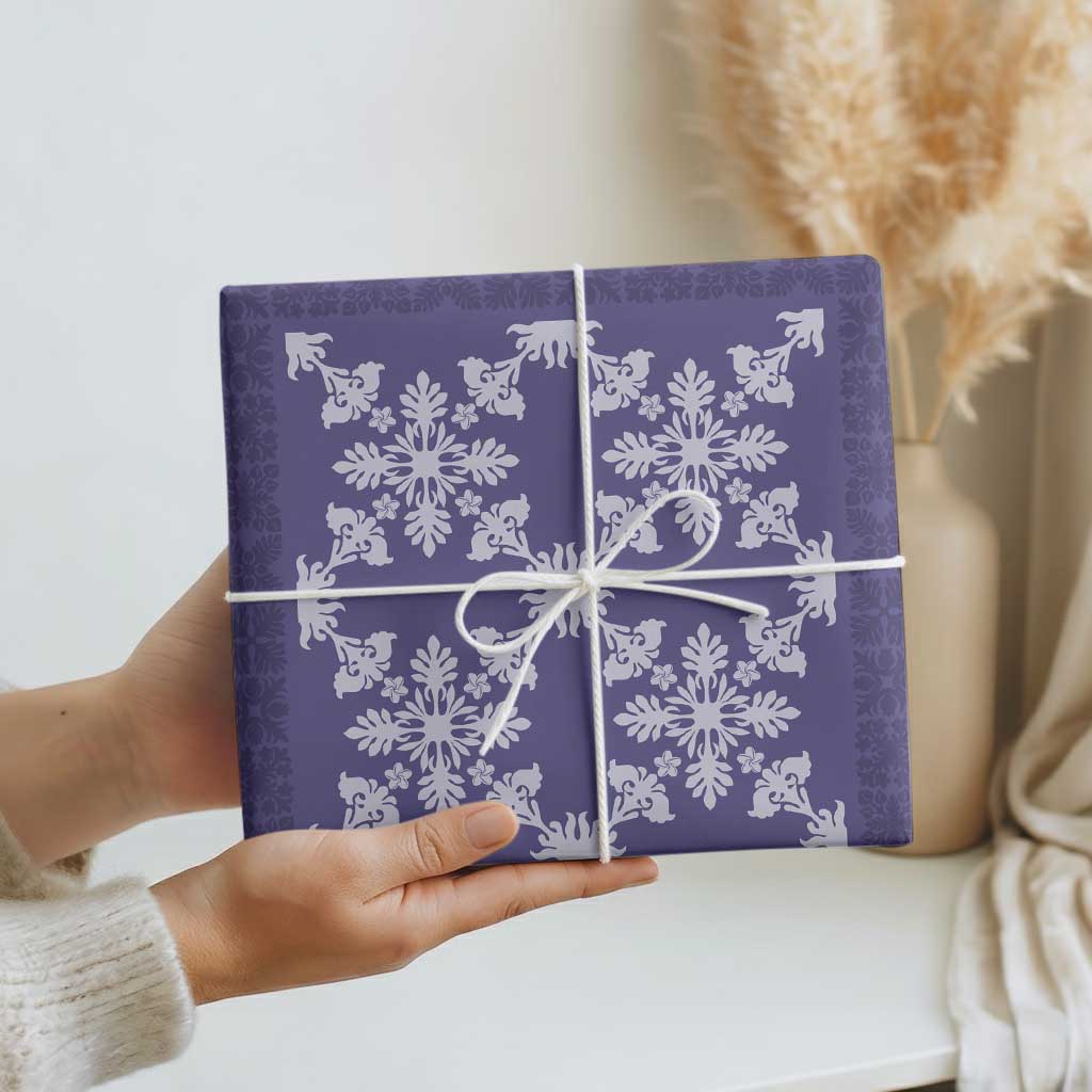 Hawaiian Quilt Pattern Wrapping Paper Purple Hawaii Culture Tropical - Polynesian Pride