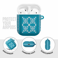 Hawaiian Quilt Pattern AirPods Case Teal Hawaii Culture Tropical - Polynesian Pride