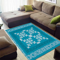 Hawaiian Quilt Pattern Area Rug Teal Hawaii Culture Tropical - Polynesian Pride