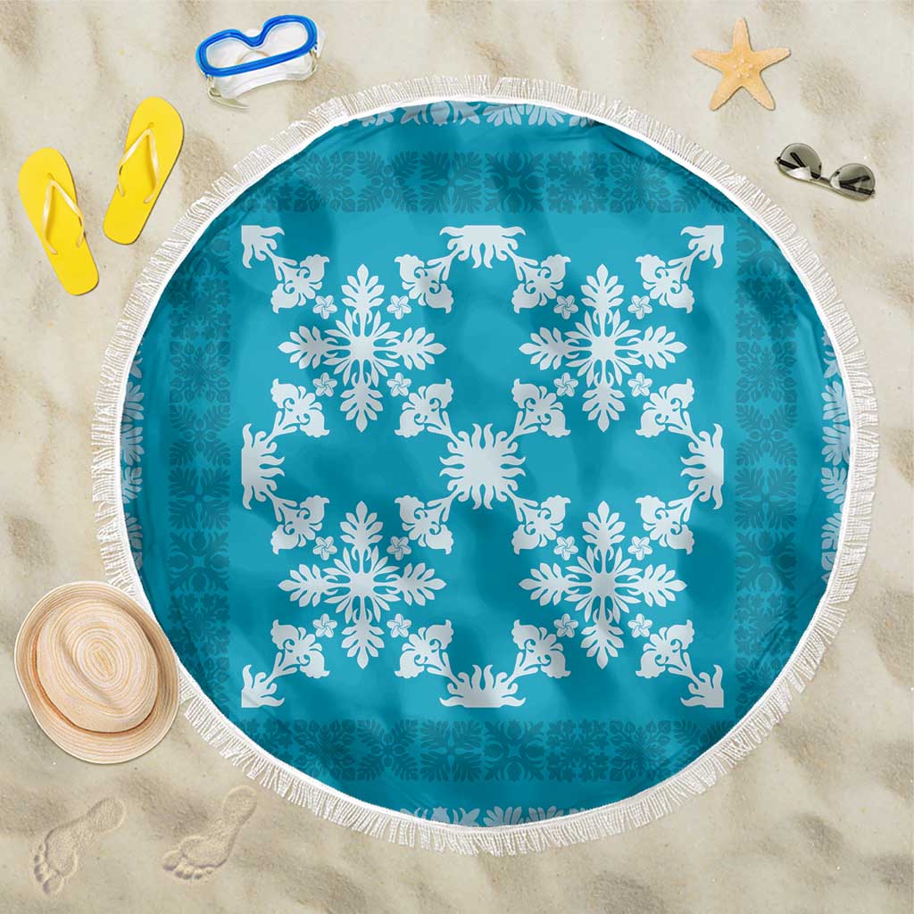 Hawaiian Quilt Pattern Beach Blanket Teal Hawaii Culture Tropical - Polynesian Pride