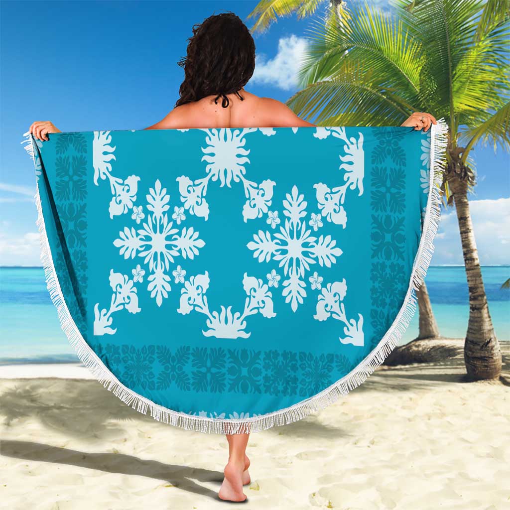 Hawaiian Quilt Pattern Beach Blanket Teal Hawaii Culture Tropical - Polynesian Pride