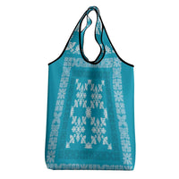 Hawaiian Quilt Pattern Grocery Bag Teal Hawaii Culture Tropical LT9 - Polynesian Pride